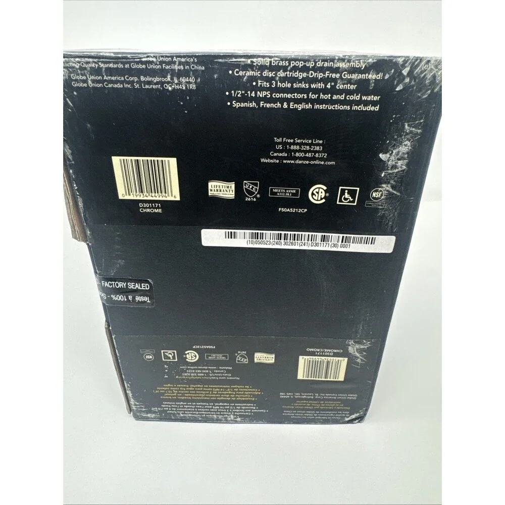 Danze Plymouth Collection Lavatory Faucet D300171 Chrome BRAND NEW SEALED
